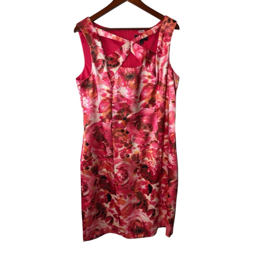 Connected Apparel Sleeveless Floral Print Shift Dress Size 16